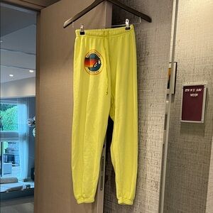Aviator Nation Yellow Sweatpants with Multicolor Logo